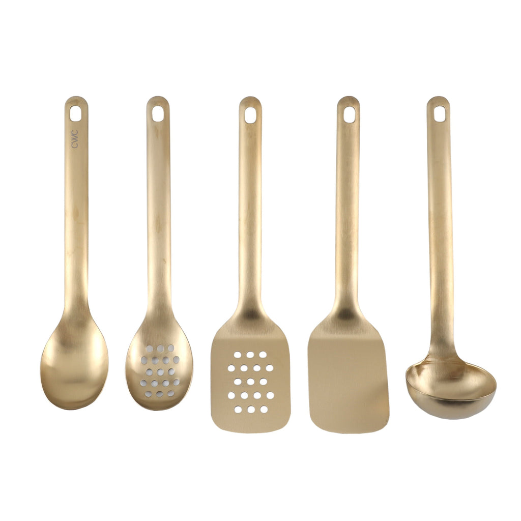 5-Piece Stainless Steel Utensil Set – Gold, & Stylish Kitchen Tools
