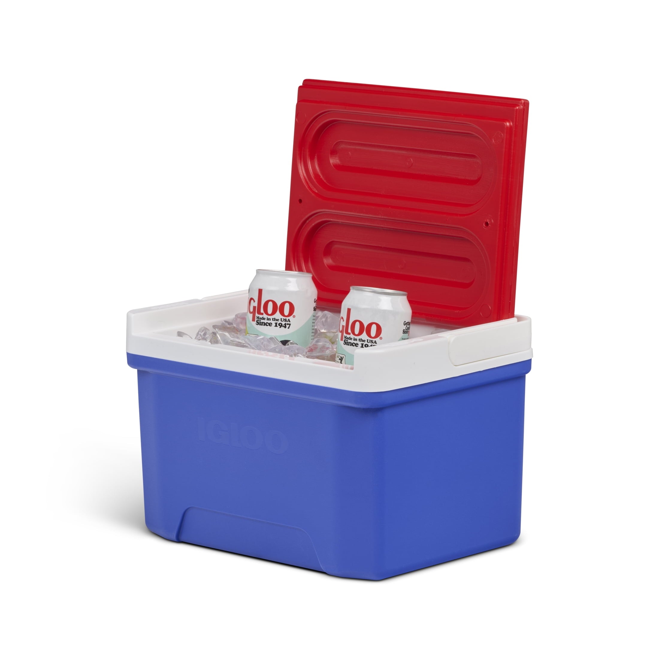 9 QT Laguna Ice Chest Cooler, Blue Red and White