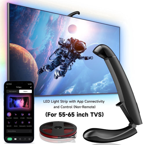 14.76ft TV LED Backlight with Screen Sync Sensor, App Control RGB Strip for 55-65" TVs, Game & Movie Color Changing