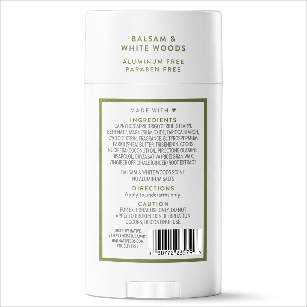 Aluminum Free Deodorant For Men, 72 Hour Solid Deodorant Stick, Balsam & White Woods, 2.65oz