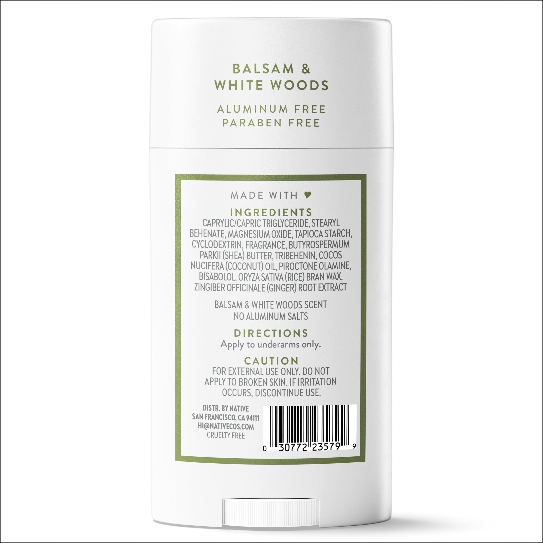 Aluminum Free Deodorant For Men, 72 Hour Solid Deodorant Stick, Balsam & White Woods, 2.65oz