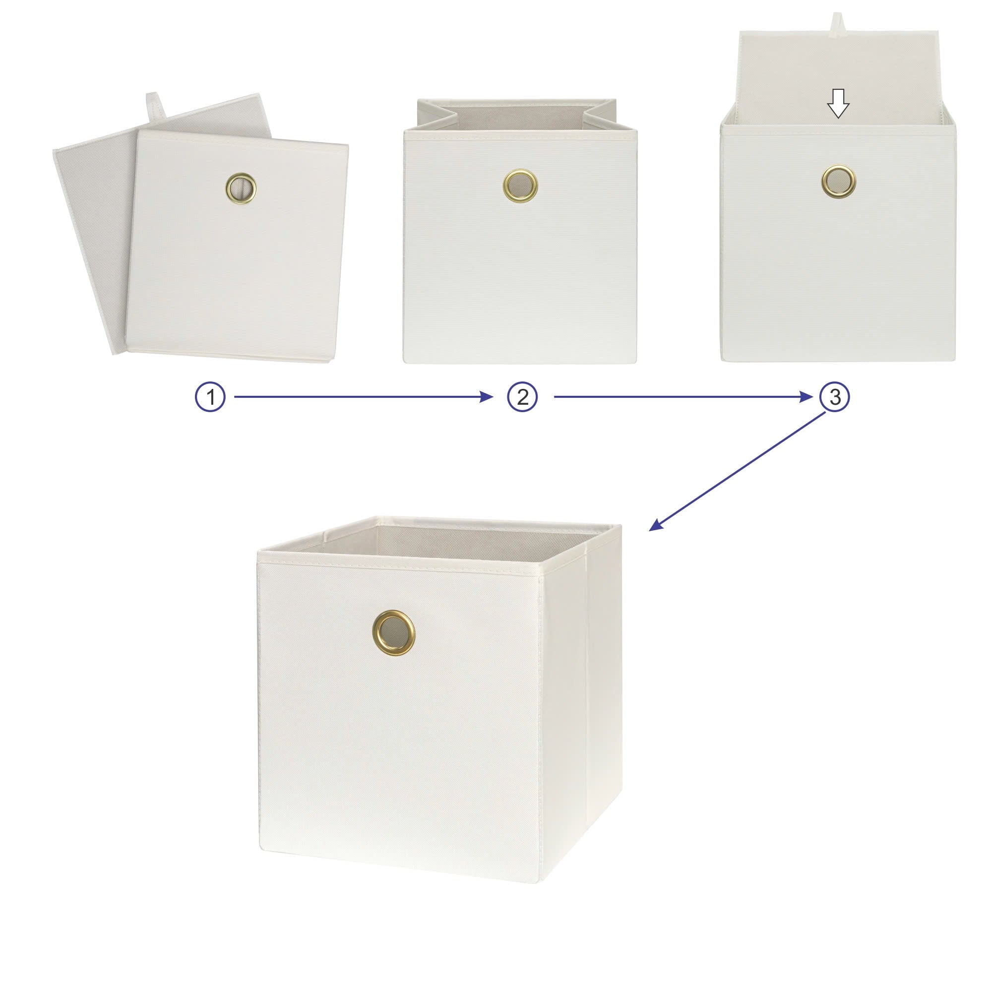 Collapsible Fabric Cube Storage Bins (10.5" x 10.5"), Blue Cove, 4 Pack