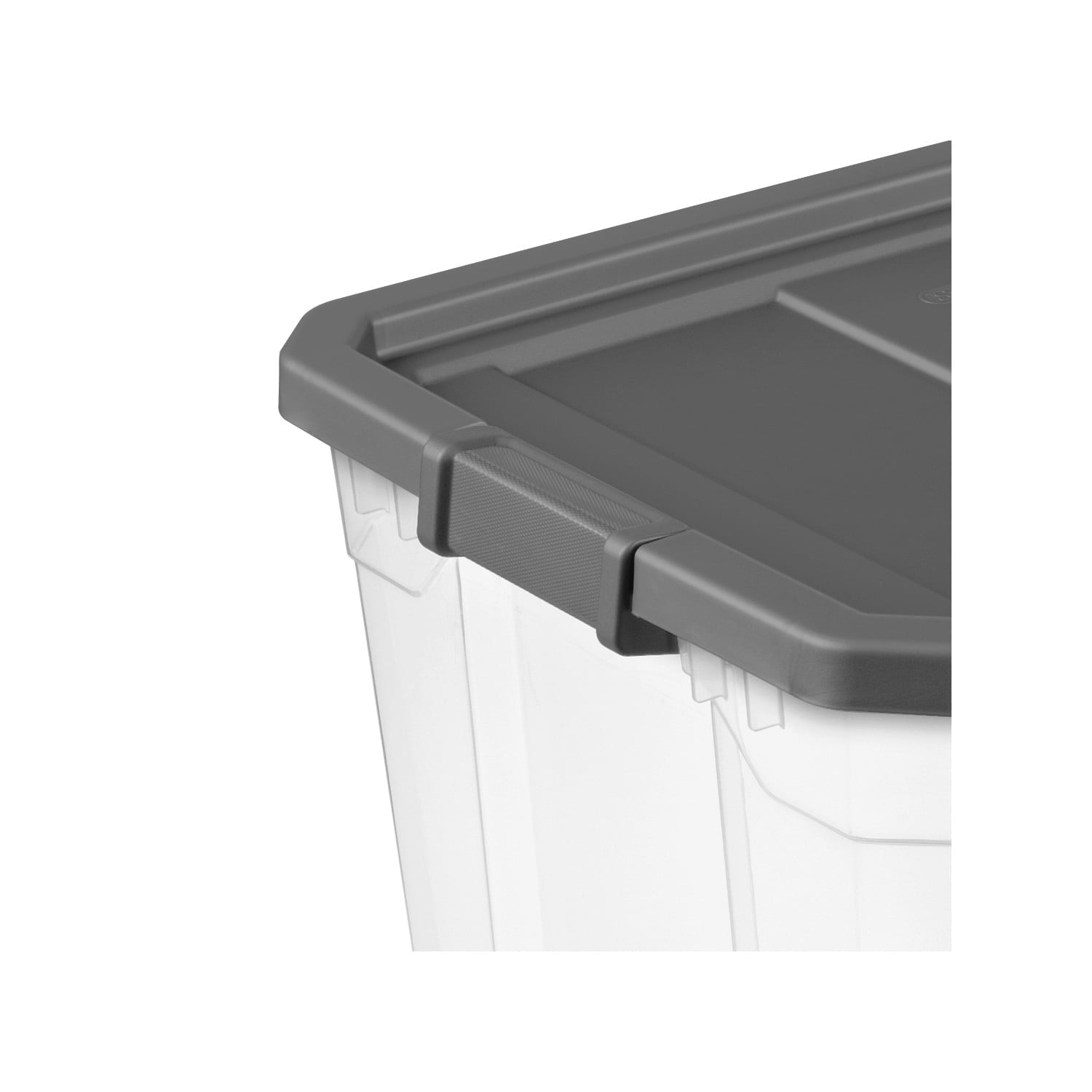 108 Quart Extra-Large Storage Bin, Clear Plastic Storage Container with Latch Lid, Dark Gray