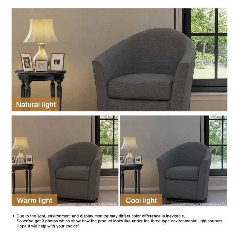 Modern Upholstered Swivel Barrel Chair Living Room Accent Chair