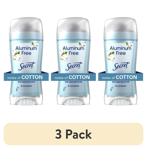 (3 pack) Secret Aluminum Free Women's Deodorant Solid, Cotton, 2.4 oz