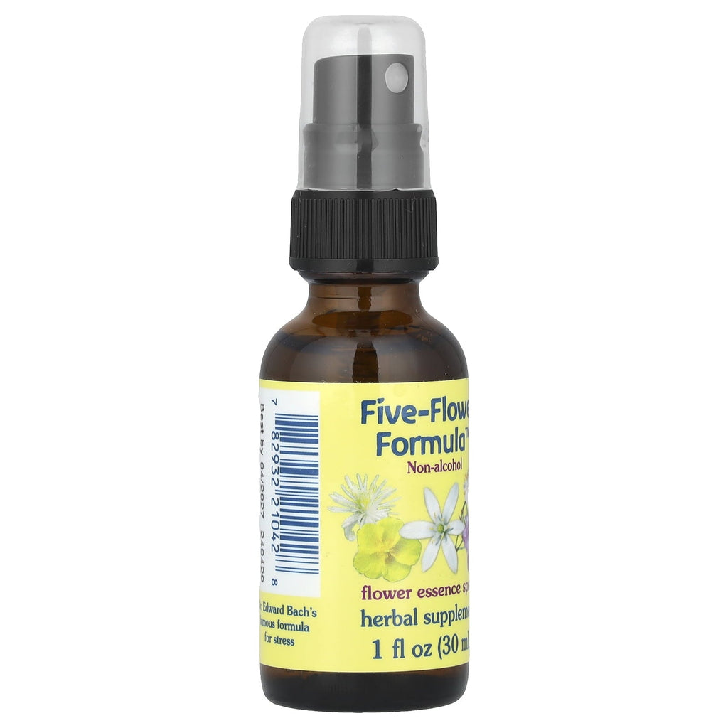 Flower Essence Services Five-Flower Formula, Flower Essence Spray, Non-Alcoholic, 1 fl oz (30 ml)