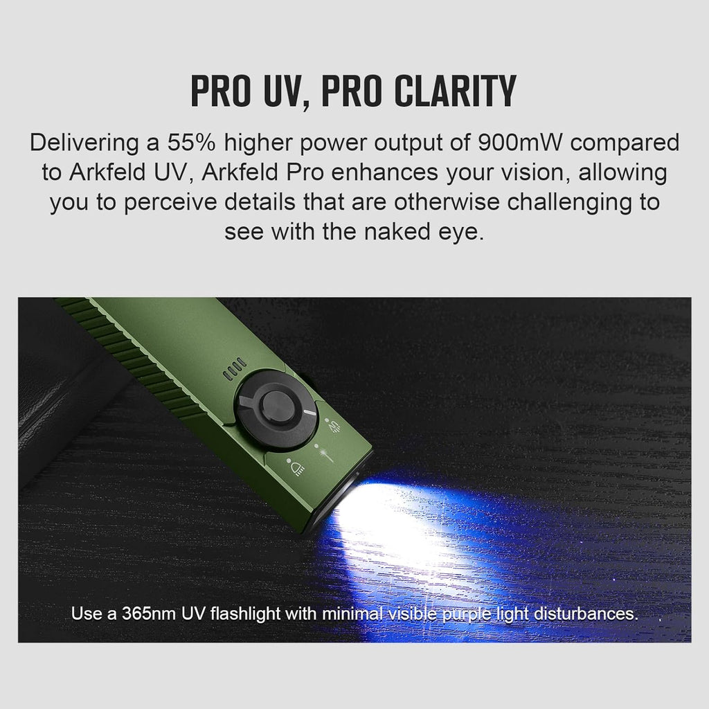 Arkfeld Pro Flat Rechargeable EDC Flashlight with 1300 Lumens LED Light UV and Laser(Red CW 5700K-6700K)