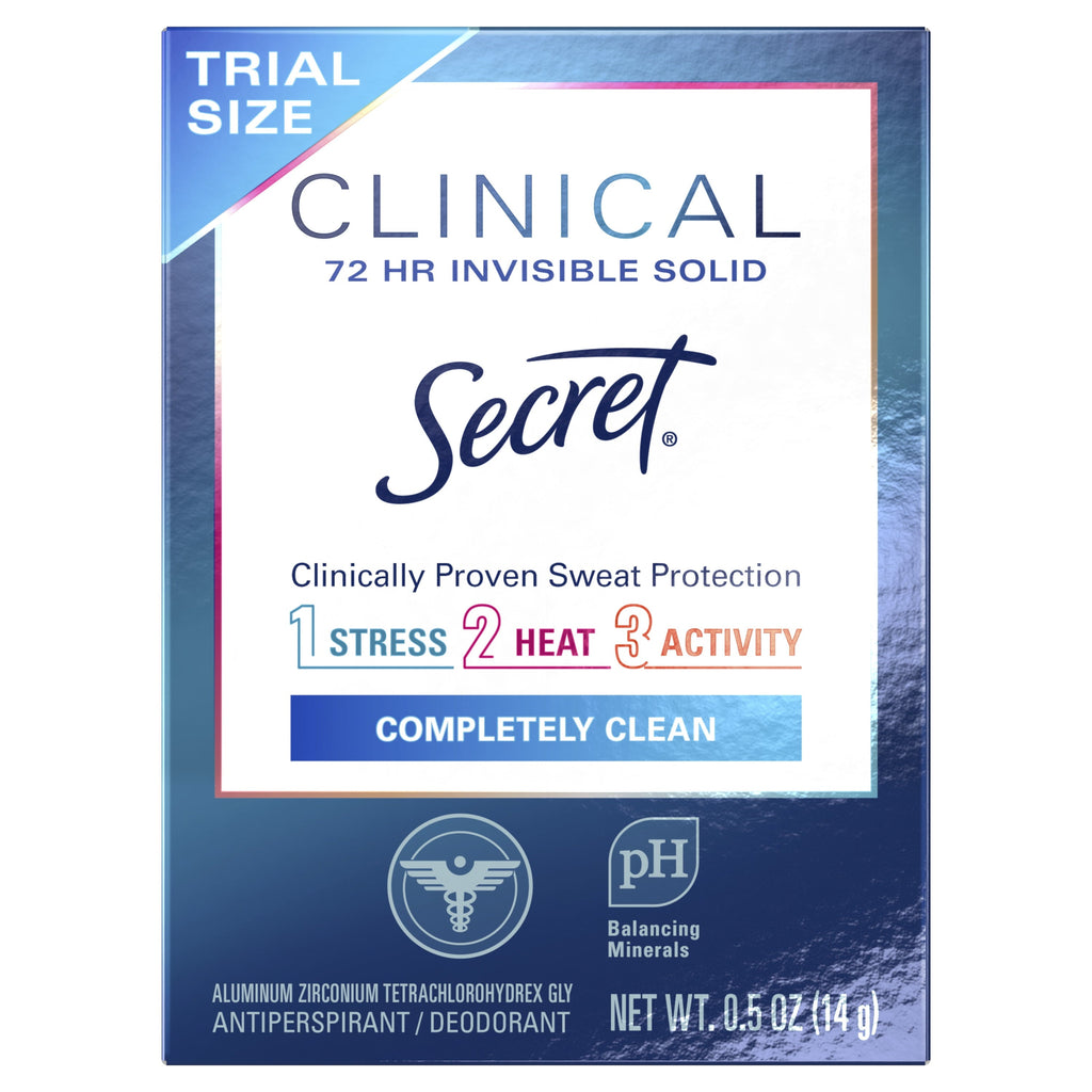 Clinical Strength Invisible Solid Antiperspirant and Deodorant for Women, Completely Clean, 0.5 oz