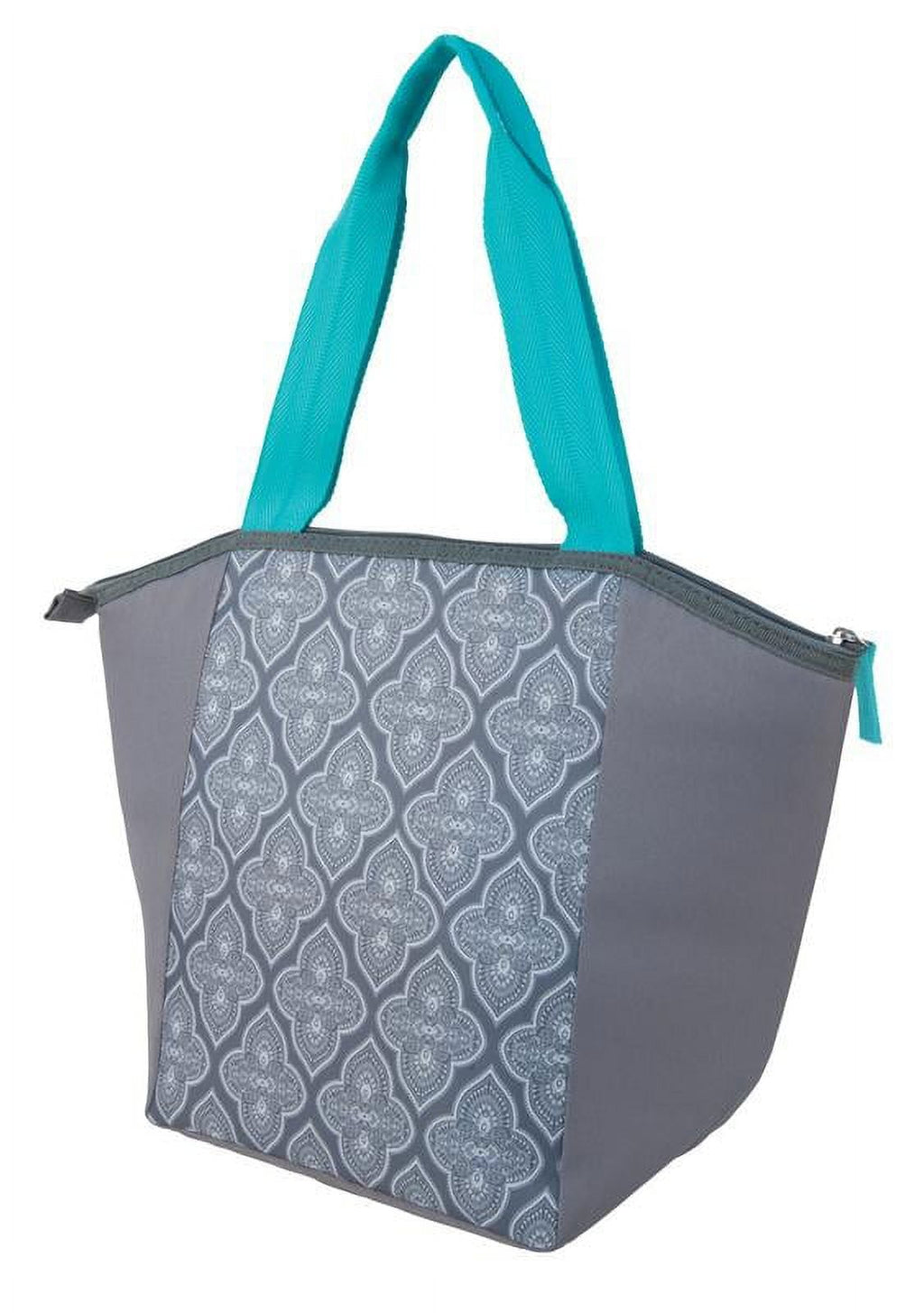 Essential Tote Lunch Bag Cooler, 14 Can Capacity, Gray and Teal