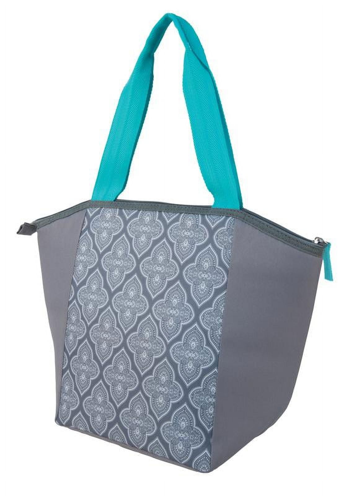 Essential Tote Lunch Bag Cooler, 14 Can Capacity, Gray and Teal