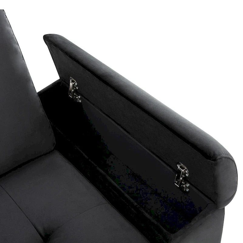 84.75 L-Shaped 5-Seat Sleeper Sectional Sofa with Storage Ottoman, Hidden Arm Storage, and USB Charging for Living Room