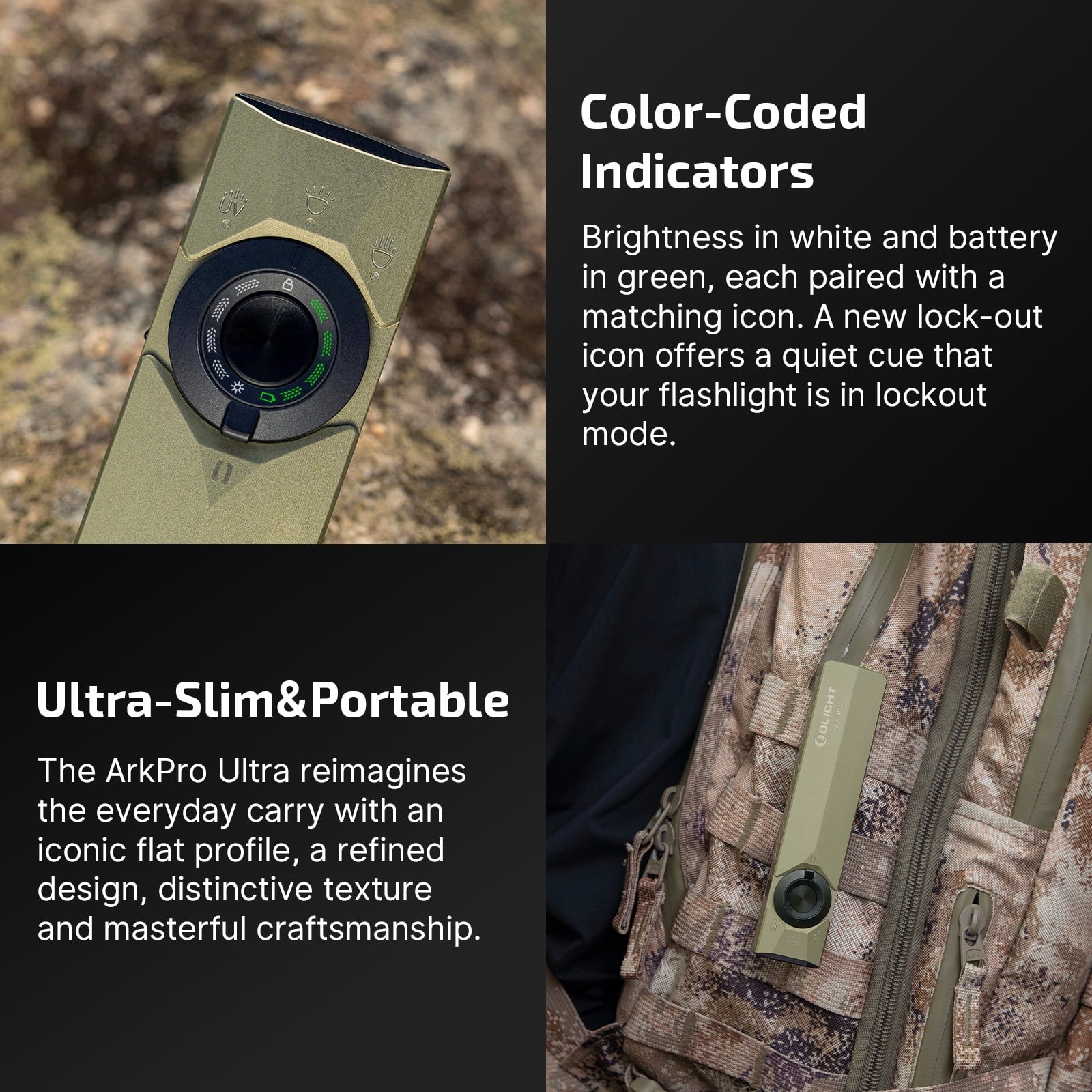 Flat Flashlight Rechargeable Portable Compact Pocket Flash Light,1700 Lumens with White LED,UV and Green Beam for Working,Emergency, Camping, Everyday Carry (Olive Green CW)