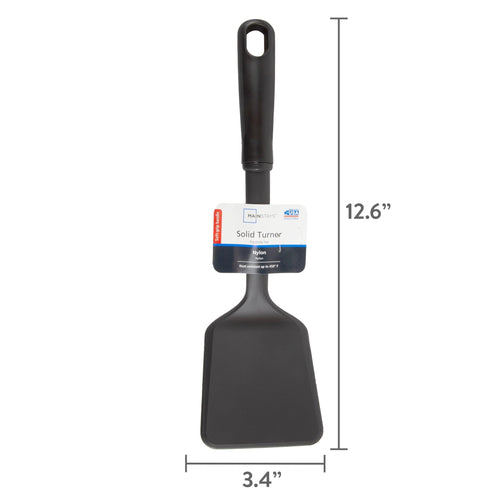(8 pack) Solid Kitchen Turner, Nylon, Black, Diamond Pattern Handle