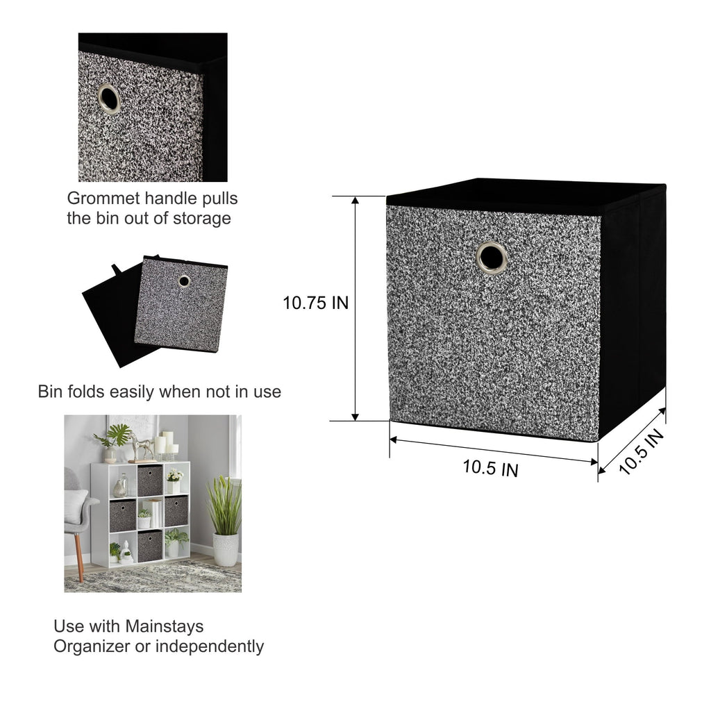 Collapsible Fabric Cube Storage Bin, Rich Black