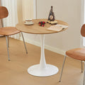 Round Dining Table, 31.5" Circle Tulip Table with Thickened Tabletop & Metal Pedestal, Mid Century Modern Bistro Table for Kitchen, Small Places, Living Room, Cafe (Faux Oak)