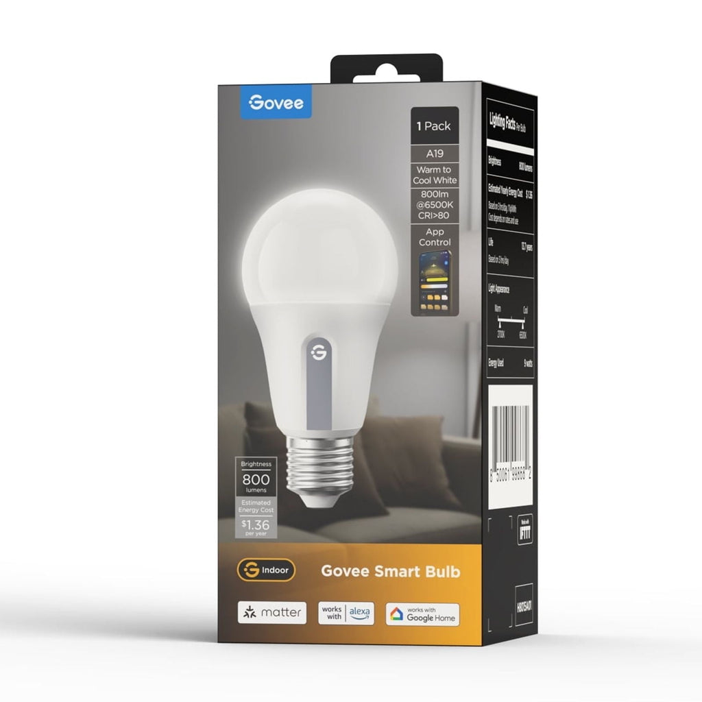 800LM White Light LED Smart Bulb,Works with Alexa and Google Assistant,WiFi & Bluetooth LED Light Bulbs,1 Pack