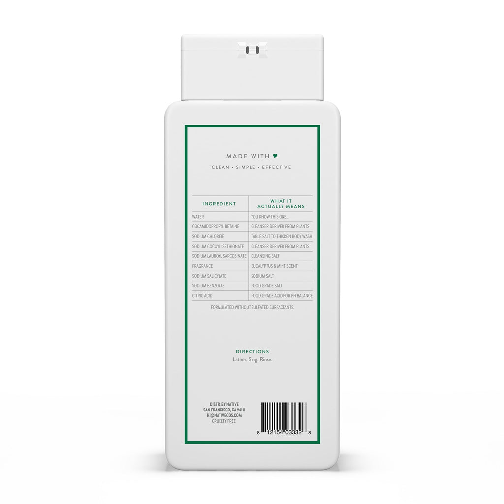 Body Wash, Eucalypts & Mint, Sulfate Free, Naturally Derived Ingredients, 24hr Freshness, for Women & Men, 18fl oz