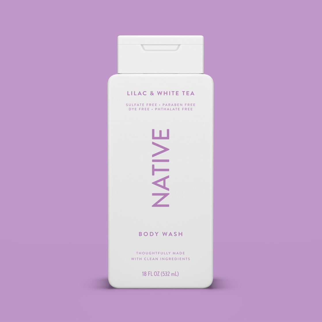Body Wash, Lilac & White Tea, Sulfate Free, Naturally Derived Ingredients, 24hr Freshness, for Women & Men, 18 fl oz