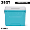28 QT Laguna Hard-Sided Ice Chest Cooler, Aqua Blue and White