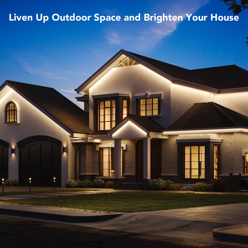 32.8ft RGBIC Outdoor LED Strip Light with Warm and Cold White, WiFi Smart Lights Outdoor, IP65 Waterproof, Work with Alexa and Google Assistant, Remote Control