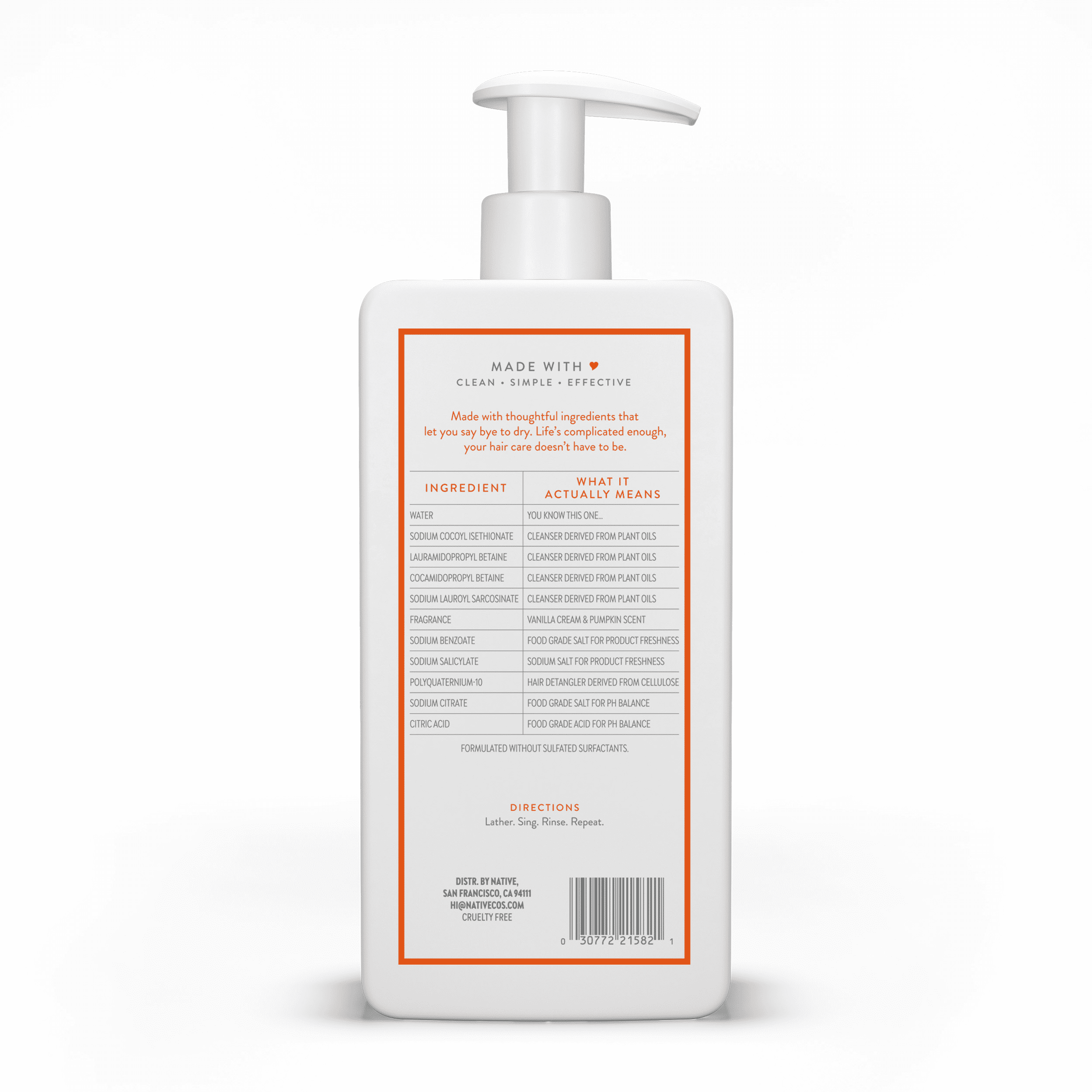 Limited Edition Moisturizing Shampoo, Vanilla Cream and Pumpkin, for Women and Men 16.5 oz