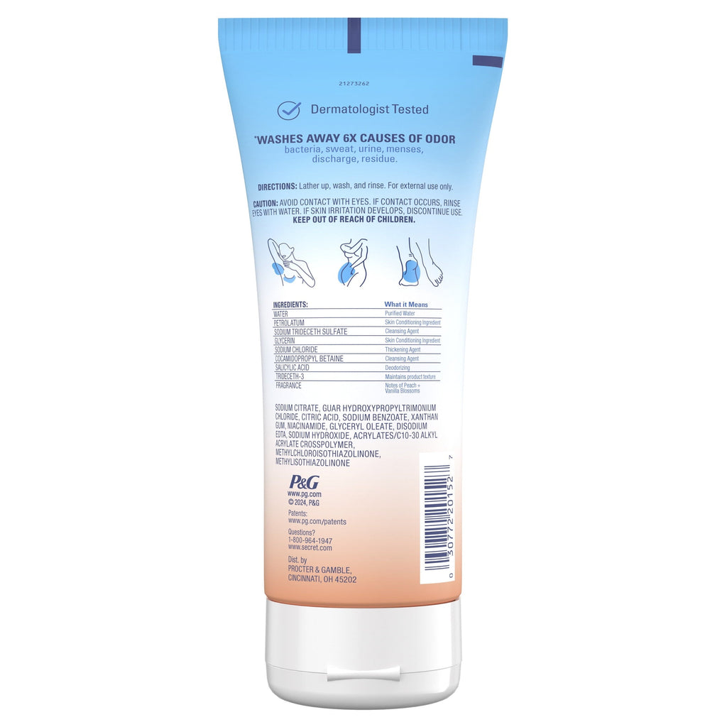 Feminine Wash 24 HR Deodorizing Body Wash for Women, Peach & Vanilla, 7oz