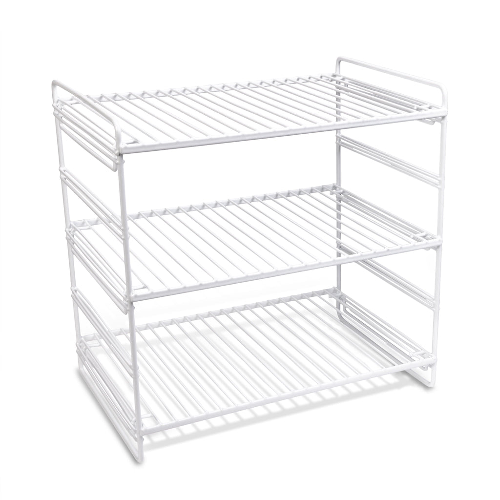 3-Tier Shelf Organizer, Kitchen Counter Storage Rack for Pantry and Cabinet Organization, White