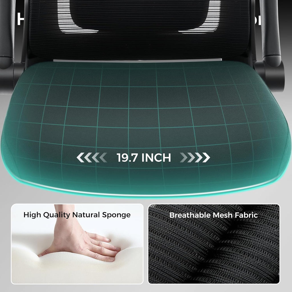 Office Chair,Ergonomic Office Desk Chair with 2D Adjustable Lumbar Support,3D Headrest,2D Arms,330LBS High Back Mesh Computer Home Office Chairs Rolling Tilting Swivel Executive Chairs Black