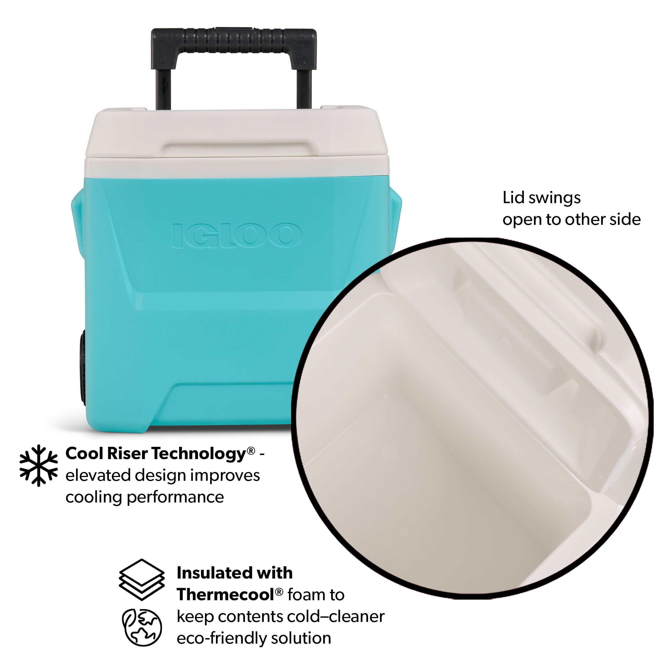 16 QT Laguna Hard Sided Ice Chest Cooler with Wheels, Aqua Blue