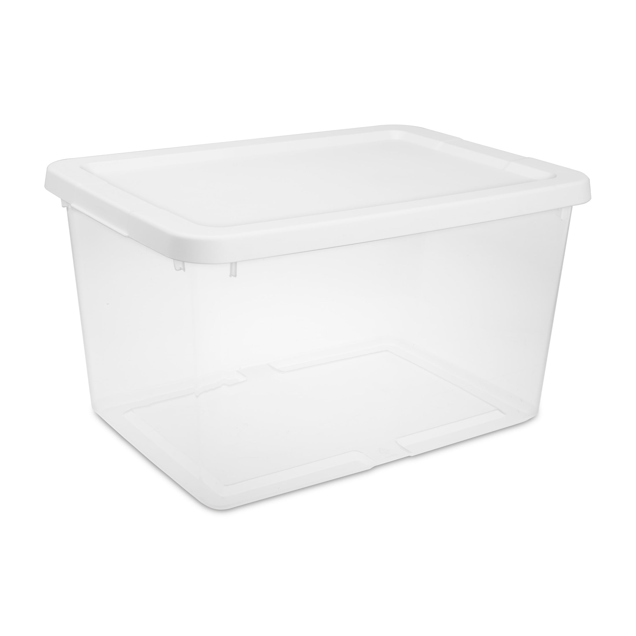 20 Quart Small Storage Bin, Clear Plastic Storage Container with Snap-On Lid, White