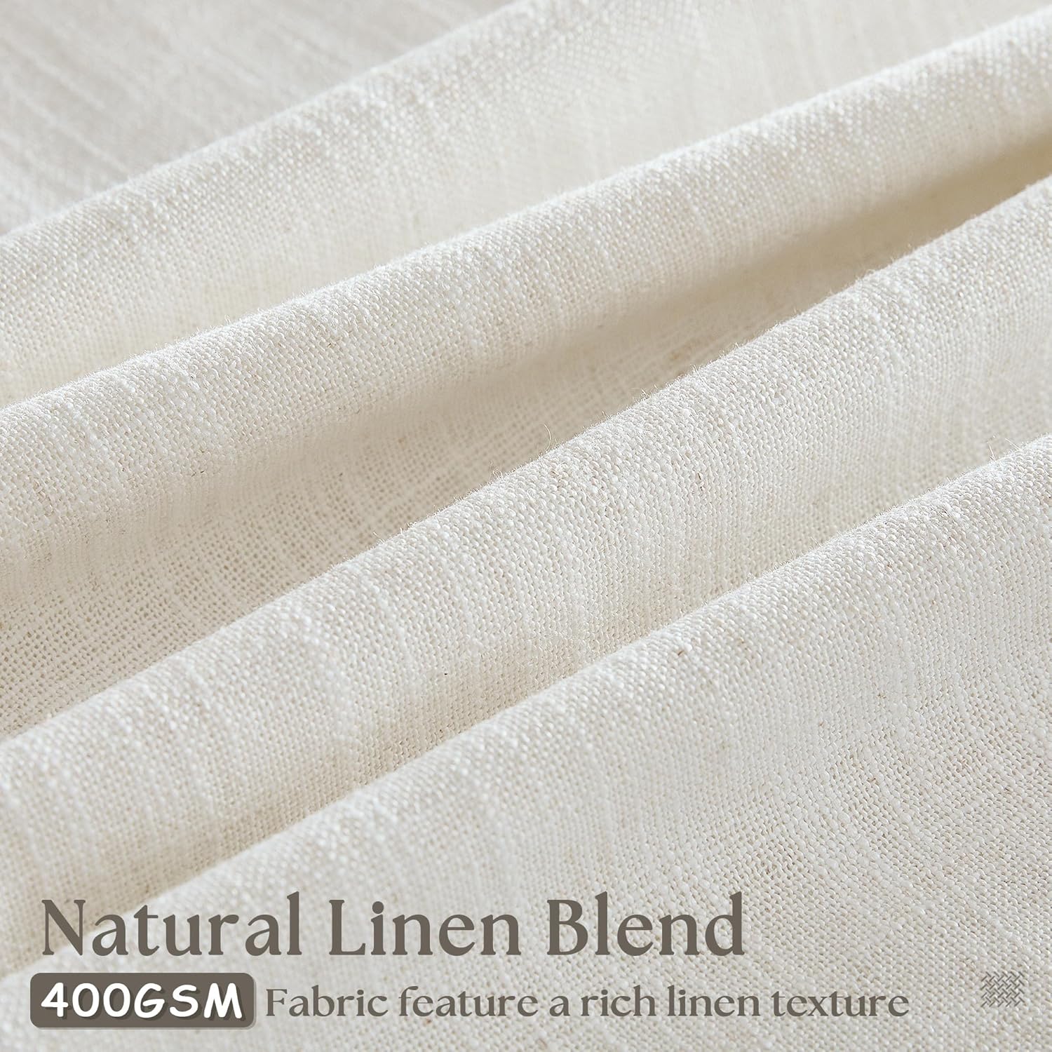 Extra Wide Pinch Pleat 100 x 102 Inch Linen Curtains for Living Room Cream Ivory Light Filtering Semi Sheer Pleated Curtains for Patio Glass Sliding Door Dining Bedroom Large Window 100x102 1 Panel