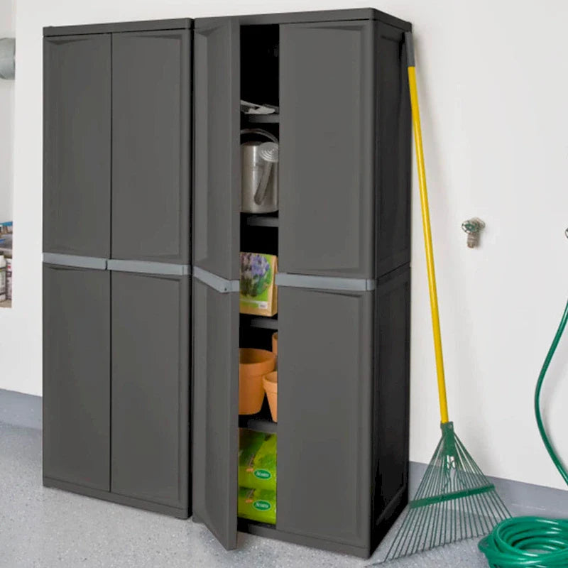 Sterilite 2 Pack Adjustable 4-Shelf Garage Storage Cabinet Bin Organizer, Gray - 2 Pack