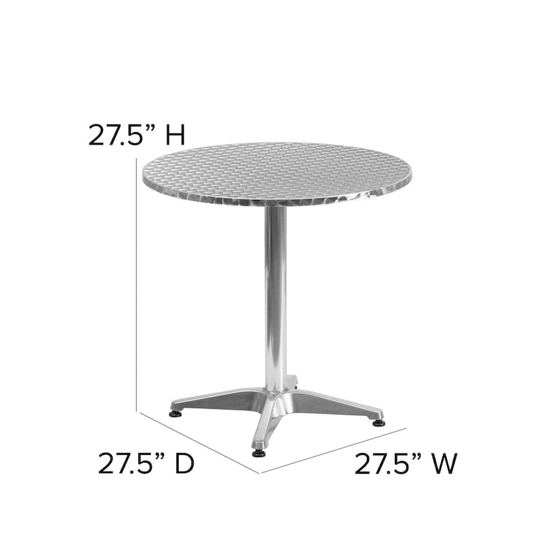 27.5 Round Aluminum Smooth Top Indoor-Outdoor Table with Base