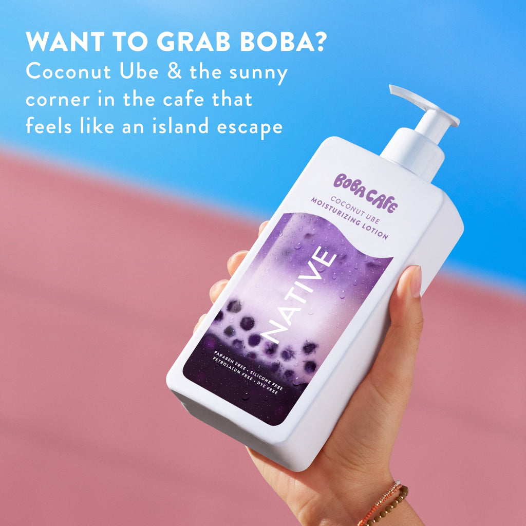 Moisturizing Body Lotion, Limited Edition Coconut Ube, Silicone Free for Women and Men, Boba Café, 16.5 oz