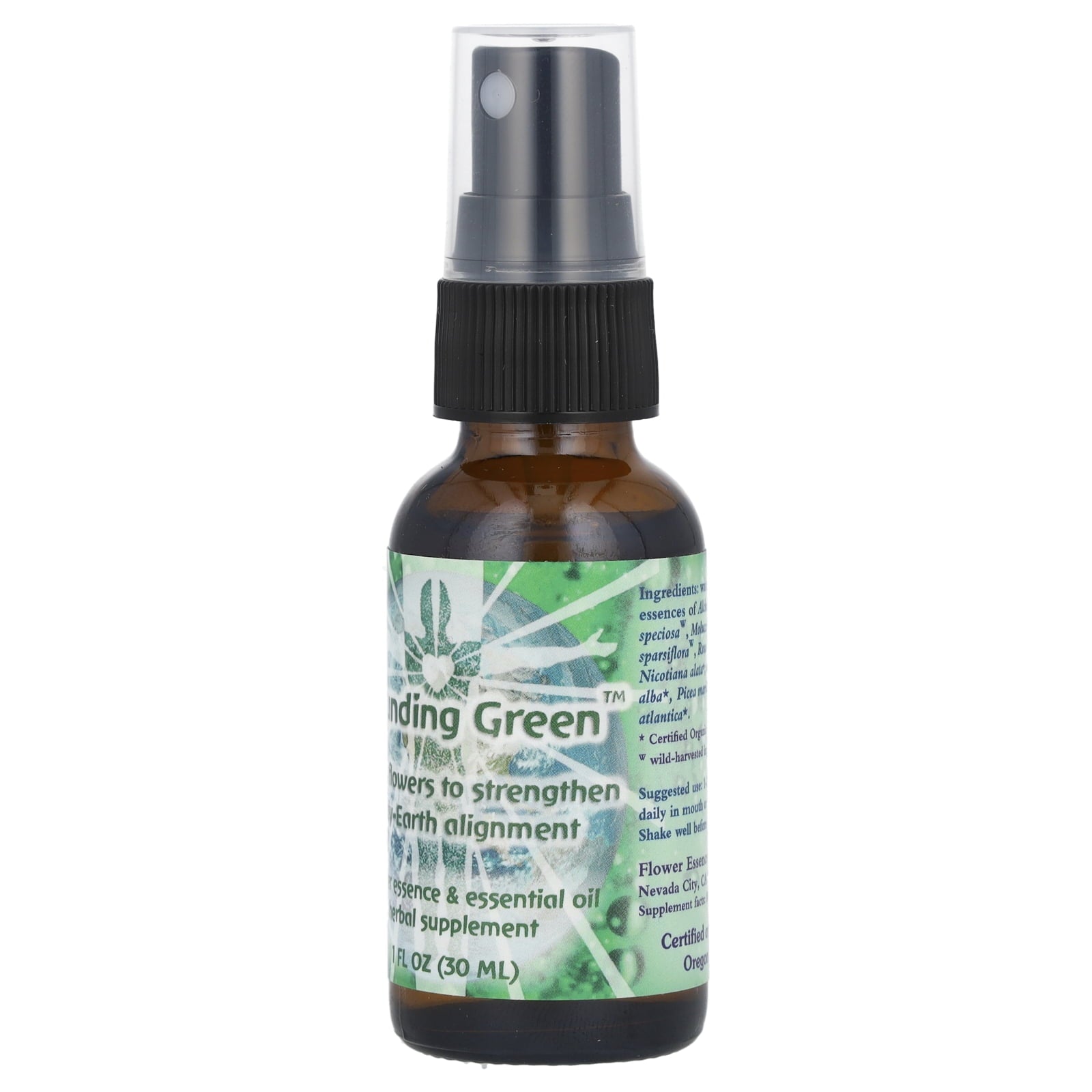 Flower Essence Services Flower Essence & Essential Oil, Grounding Green, 1 fl oz (30 ml)
