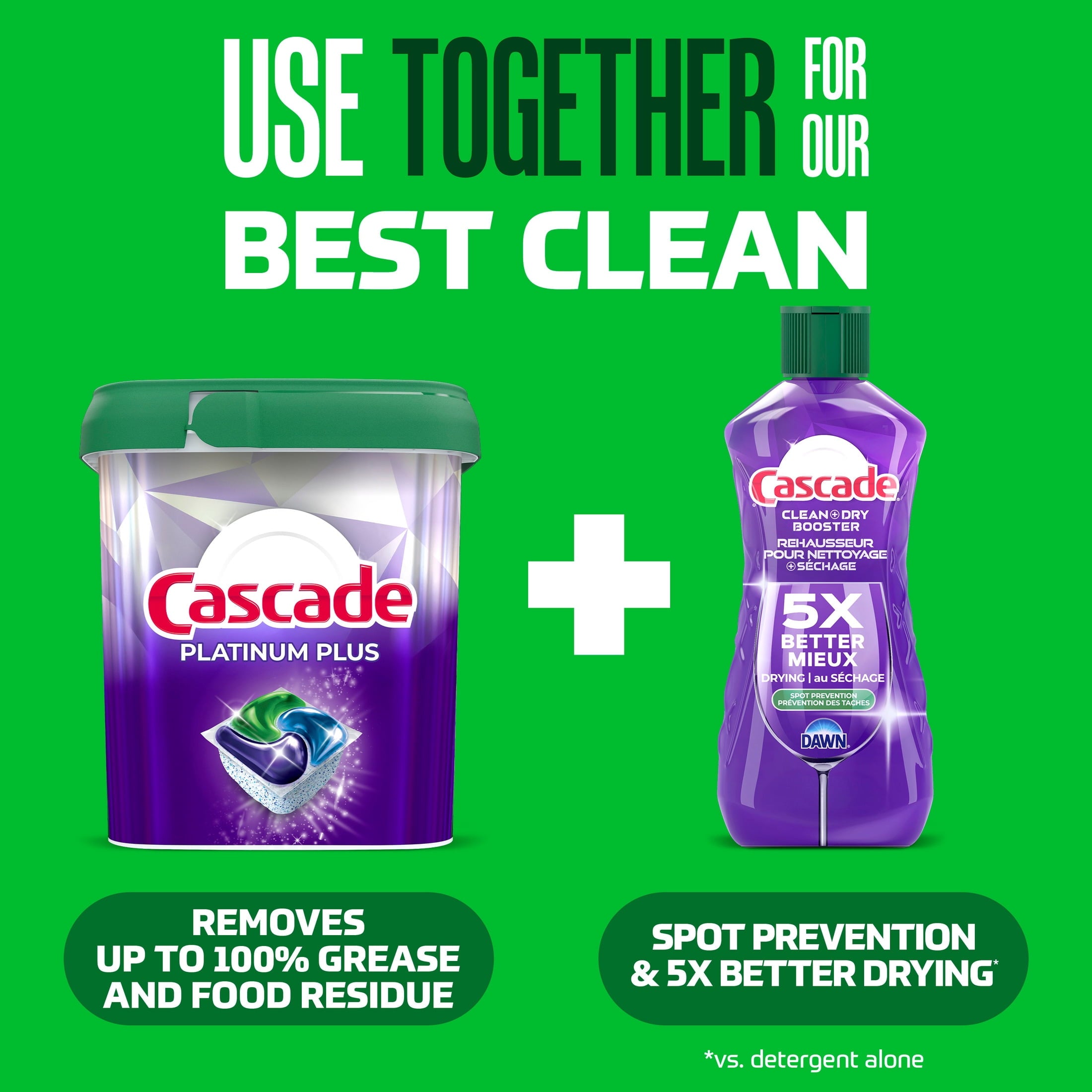 (4 pack) Cascade Rinse Aid Clean & Dry Booster, 8.45oz