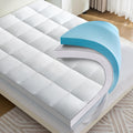 4 Inch Dual Layer Mattress Topper King Size, 2 Inch Cooling Gel Memory Foam and 2 Inch Down Alternative Pillow Top Pad for Back Pain, with 8-21 Inch Deep Pocket