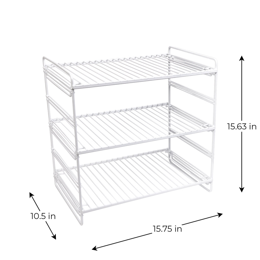 3-Tier Shelf Organizer, Kitchen Counter Storage Rack for Pantry and Cabinet Organization, White