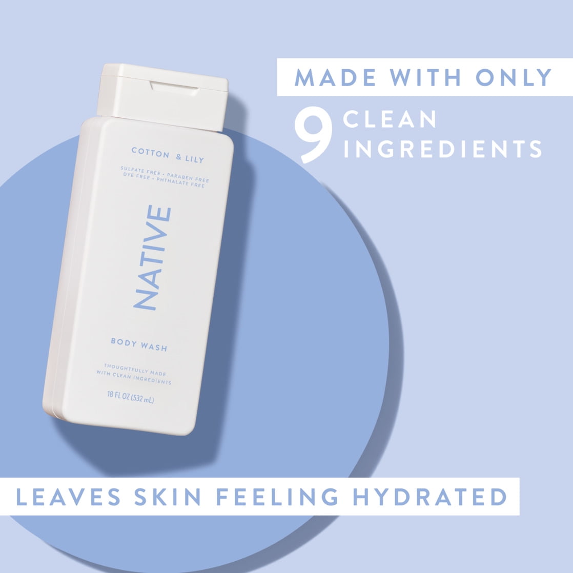 Body Wash, Coconut & Vanilla, Sulfate Free, Naturally Derived Ingredients, 24hr Freshness, for Women & Men, 18 fl oz