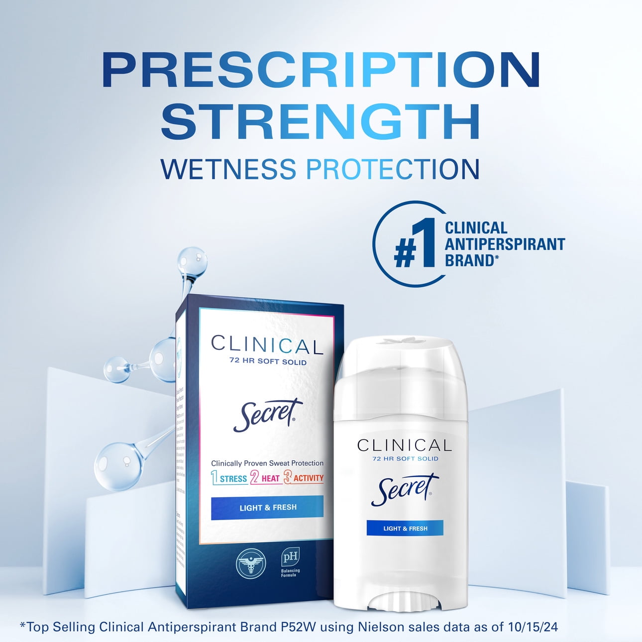 Clinical Soft Solid Antiperspirant Deodorant for Women, Light & Fresh, 1.6 oz