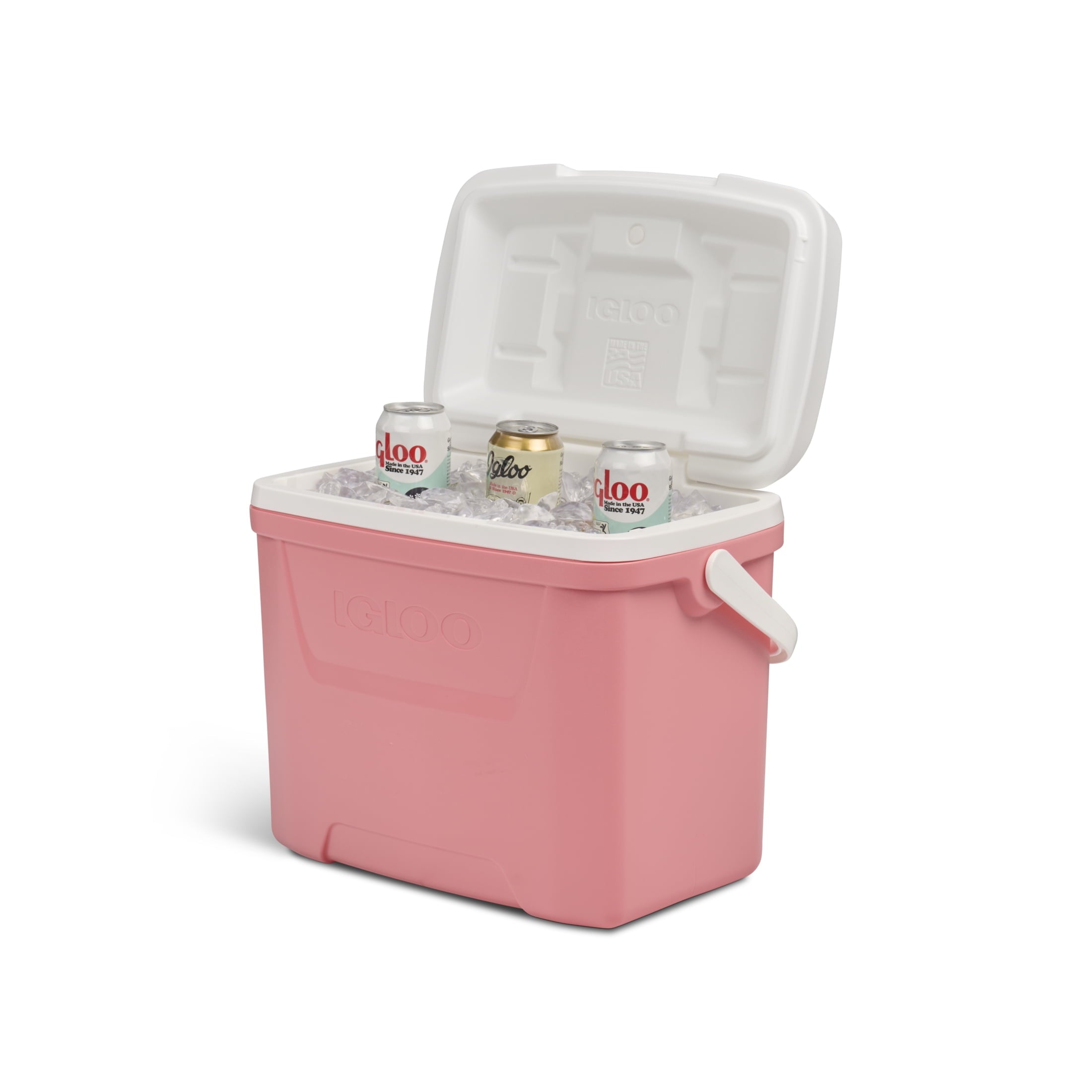 28 QT Laguna Hard-Sided Ice Chest Cooler, Aqua Blue and White
