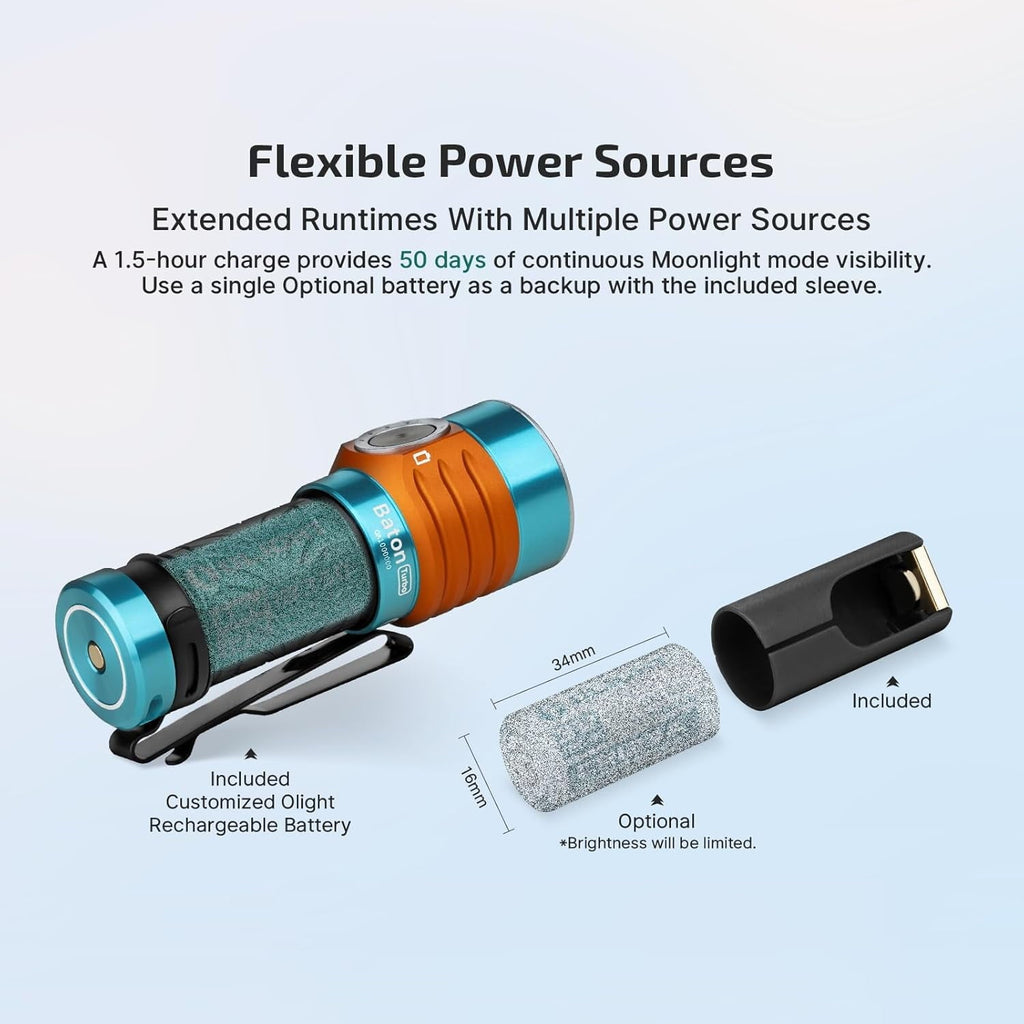Baton Turbo EDC Rechargeable Handheld Flashlight, 1000 Lumens Compact LED and 510 Meters Long Throw Powerful Light, with Two-Way Clip and Landyard for Camping, Home Use (Roadster)