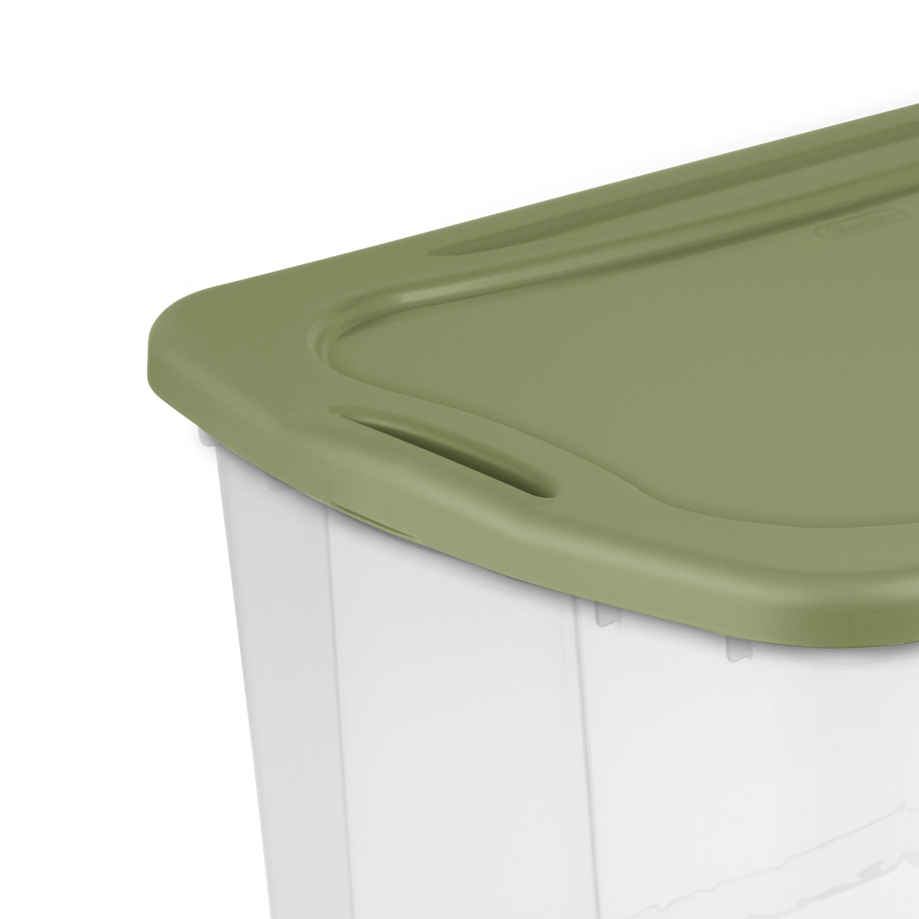 EZ Carry 120 Quart Extra-Large Storage Bin, Clear Plastic Storage Container with Full-Grip Handles, Green