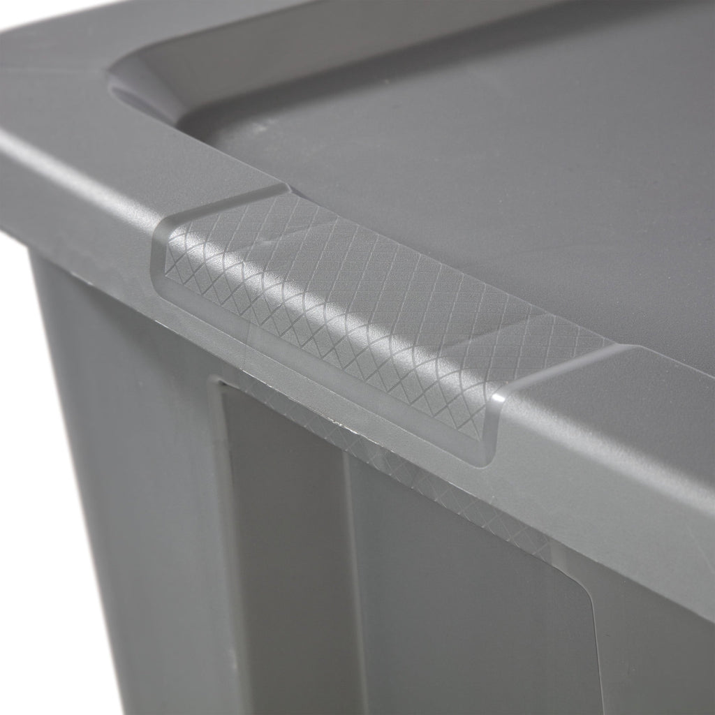 30 Gallon Extra-Large Storage Bin, Plastic Storage Container with Snap-On Lid, Gray
