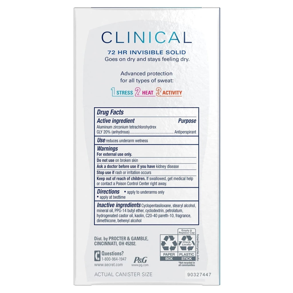 Clinical Invisible Solid Deodorant Completely Clean 1.6 Ounce (3 Count)