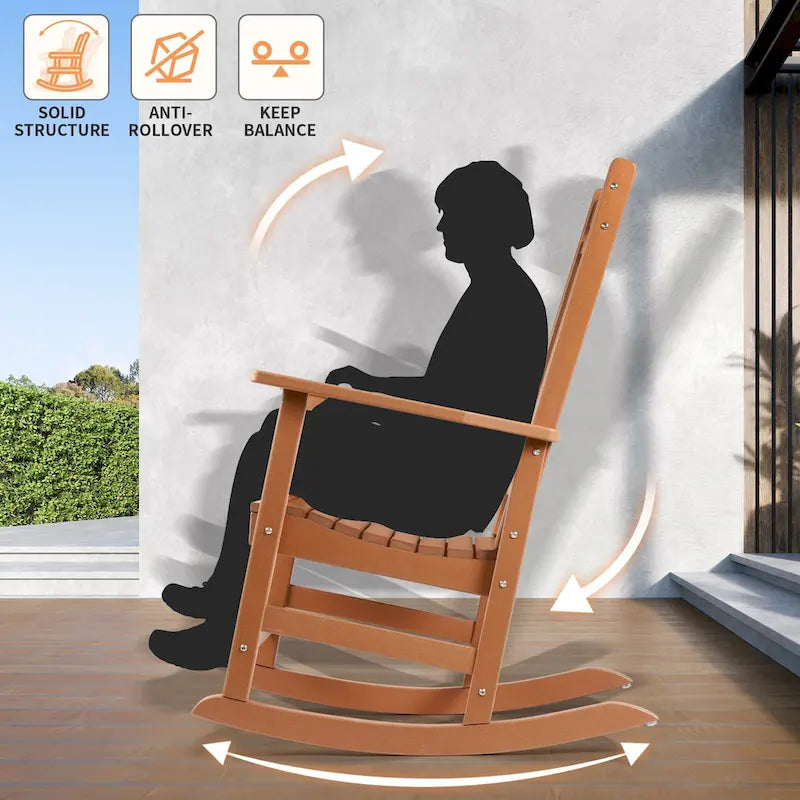 Vrakae All Weather Outdoor High Back Rocking Chair Set of 2