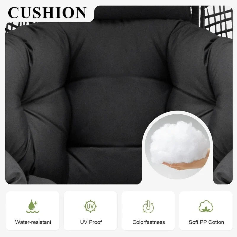 FINCATI Indoor Eggs Chair, 440 lbs Egg Chair Outdoor, Oversized Egg Chair with Ottoman, Luxury Cozy Egg Chair with Foot Rest