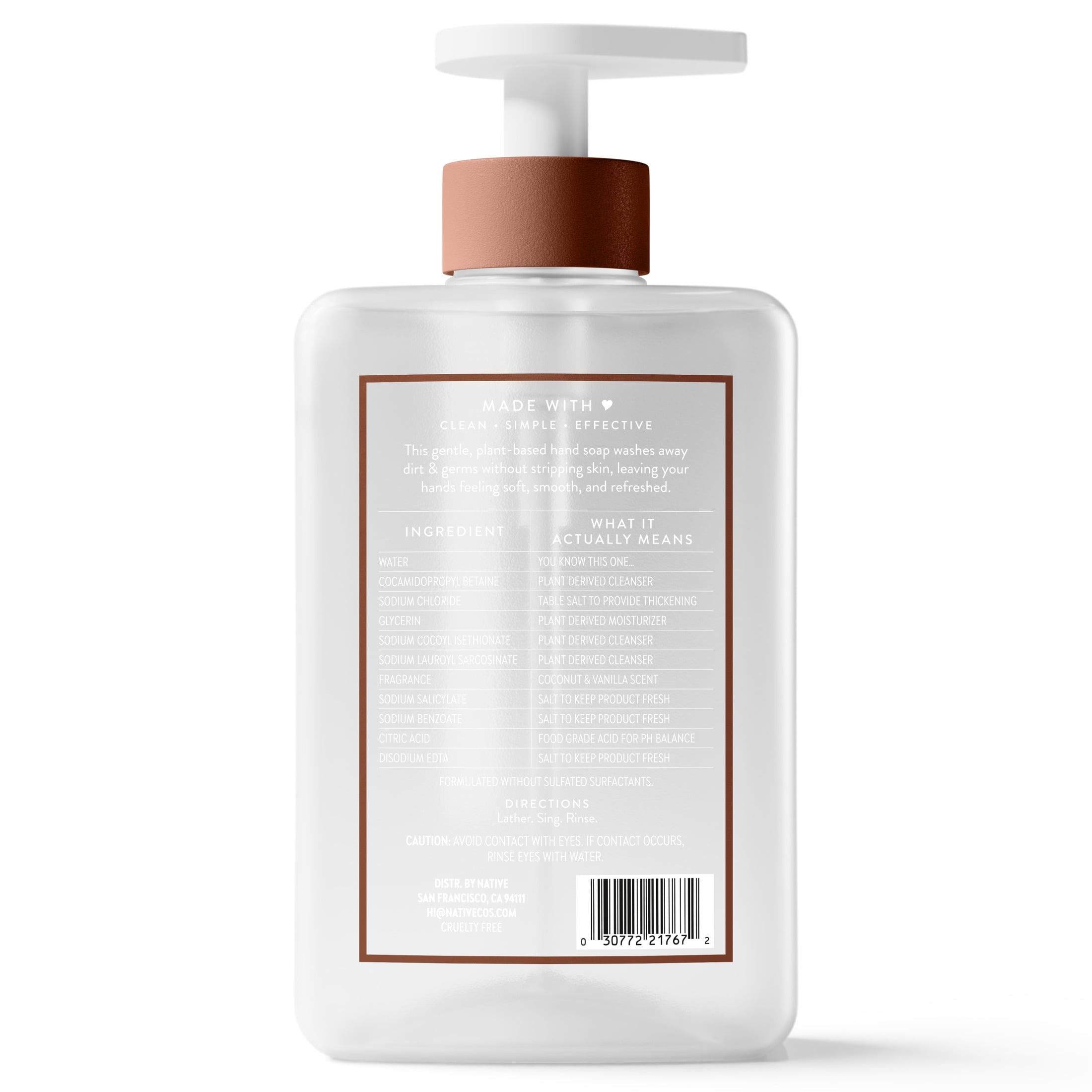 Liquid Hand Soap, Coconut & Vanilla, Non-drying, Naturally Derived Cleansers, Sulfate Free, 13 fl oz