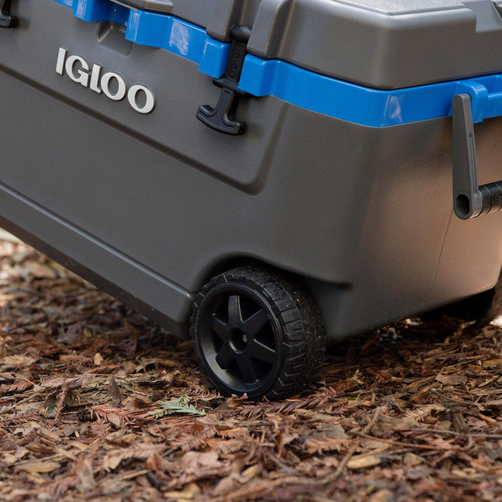 72 QT Overland Ice Chest Cooler with Wheels, Gray and Sneaky Blue