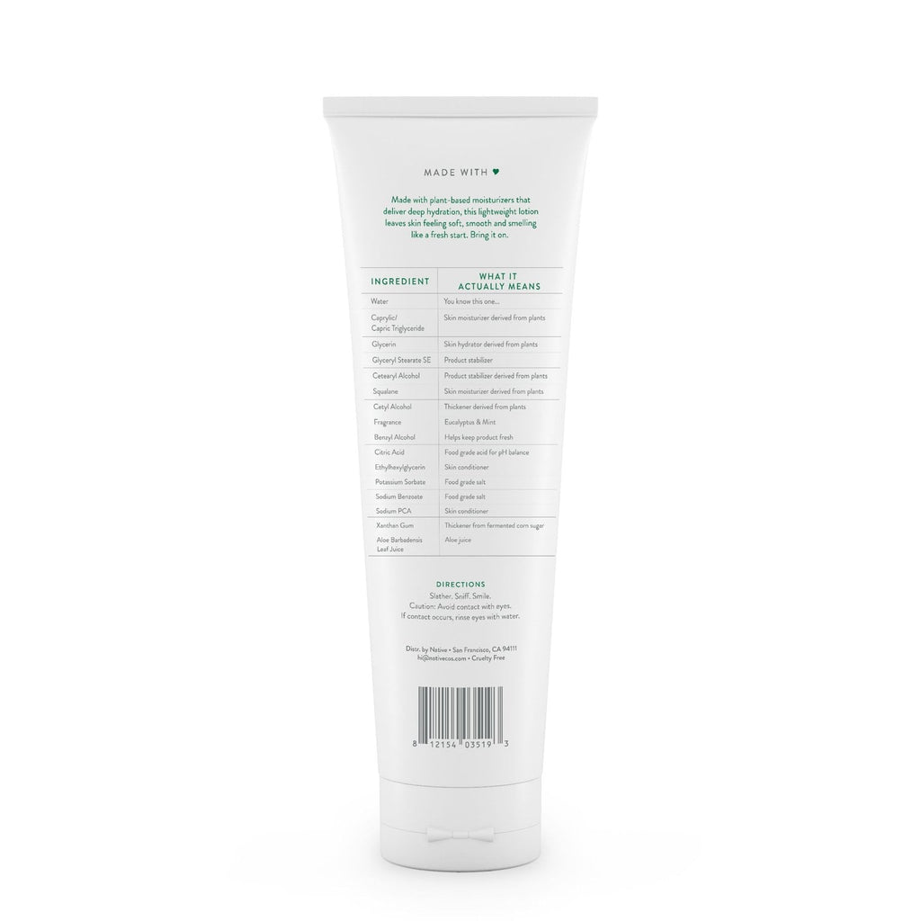 Natural Hand and Body Lotion, Eucalyptus & Mint, Paraben Free, Silicone Free 12 oz